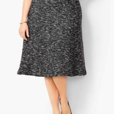 NEW $129 TALBOTS Black,White Tweed Knit Fit & Flare Skirt Sz 20WP,20W Petite