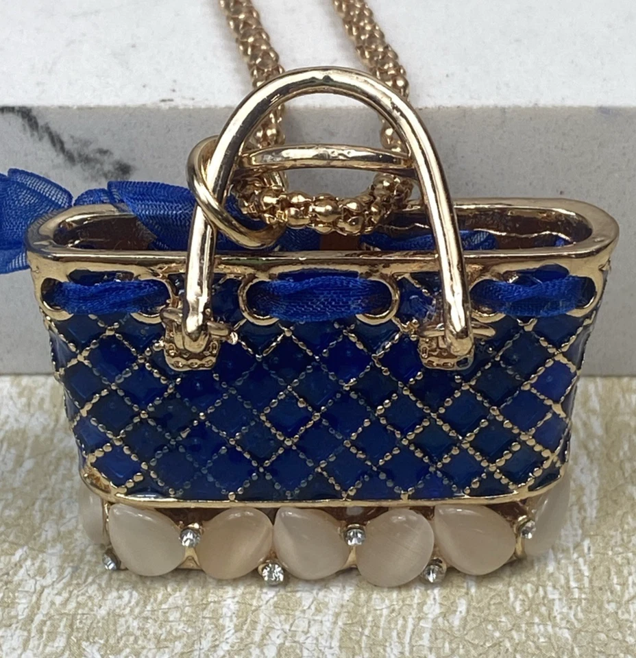 Новый с Ярлыками Betsey Johnson синий сумочки золотой кулон 26» ожерелье 2» расширение - Изображение 3 из 4