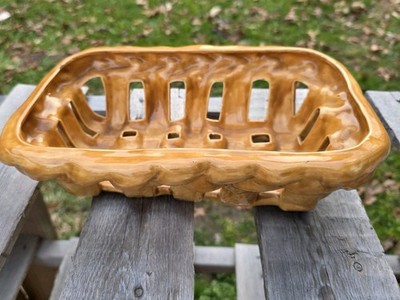 Vintage Ceramic Basket Weave Bread Basket Bowl Wedding Display For Breads Cakes