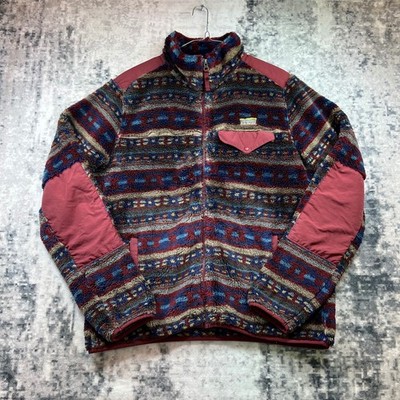L.L.Bean Herren Azteken Navajo Muster Retro Full Zip Fleece Jacke Thermo, Medium