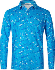 Long Sleeve Polo Shirts for Men Golf Polo Collared Shirts Performance Athletic C