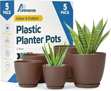 Lifemaster Planter Pots with Drainage Holes - Lightweight, Durable & Space-Savin