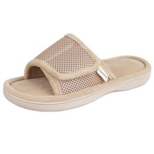 Garonne Women's Adjustable Wrap Open-toe Slippers with Memory 5-6, Beige