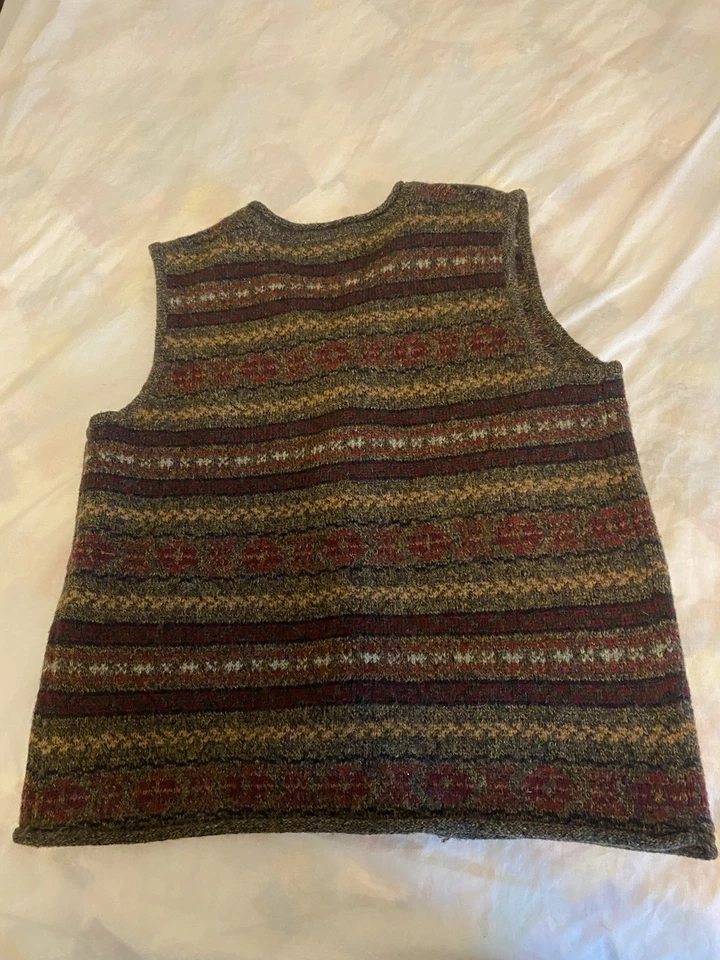 Chaleco Suéter Eddie Bauer Vintage Para Mujer Talla Mediana 100% Lana Botón Suroeste Foto 2 de 4