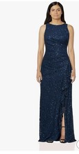 Alex Evenings Women's Long Sleeveless Mother of the Bride Dress W/Cascade Ruffle