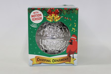 Silver Chirping Bird Ornament Battery-Operated with Sensor