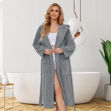 Hooded Bathrobe for Women – Long Quick-Dry Towel Robe, Soft & Warm Lounge Wear
