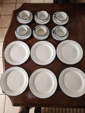 *READ* Vintage White & Blue Enamel Cups Sucer...