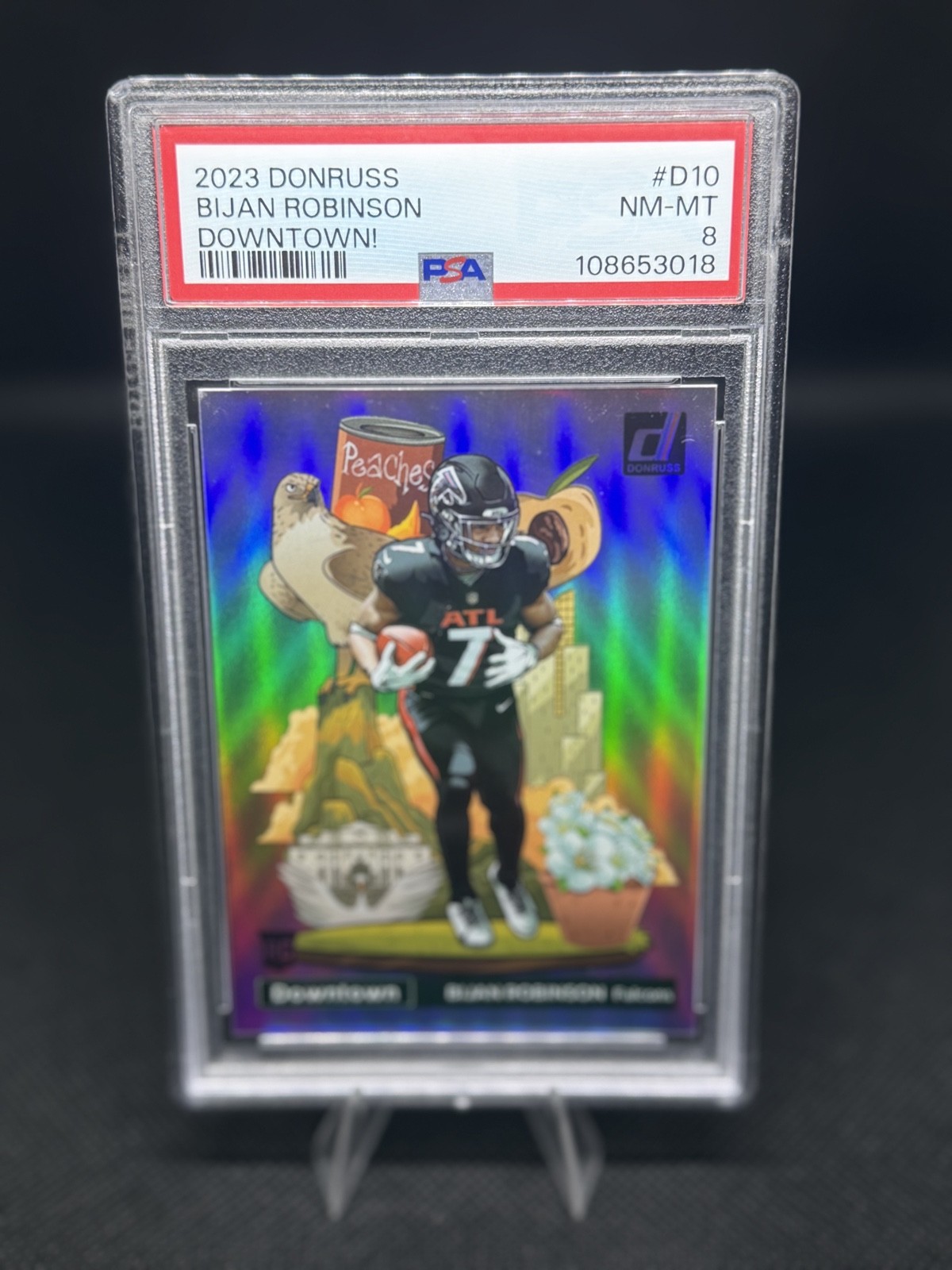 2023 Panini Donruss - Downtown! Bijan Robinson #D-10 (RC) Atlanta Falcons PSA 8
