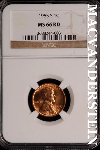 1955-S Lincoln Wheat Cent - NGC MS 66 RD - Scarce  No Reserve  #SLK602