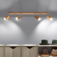 Deckenleuchte Holz 4-Flammig 80 Cm Lang Schwenkbar GU10 Deckenstrahler Lampe