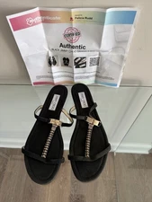 JIMMY CHOO LONDON SUEDE METALLIC SILVER RHINESTONE FLAT SLIDES SANDALS SZ 40 IT