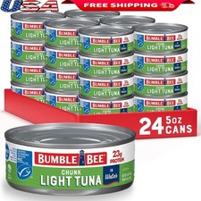 Wild Caught Tuna in Water High Protein Gluten Free Non GMO Canned Fish 24 Cans
