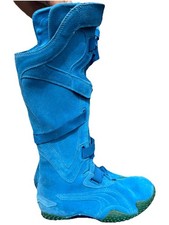 Botas Deportivas De Colección Y2K Puma Mostro Hasta la Rodilla Azul Gamuza Para Mujer Talla 6