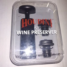 Houdini Wine Preserver Vacuum Pump with 2 Stoppers New in Box