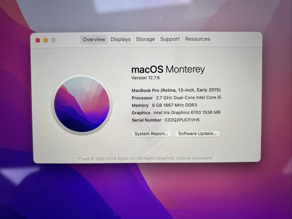 Apple MacBook Pro Retina 13" Early 2015 8GB i5-5257U CPU 2.70GHz 256GB Silver - Image 2 of 4