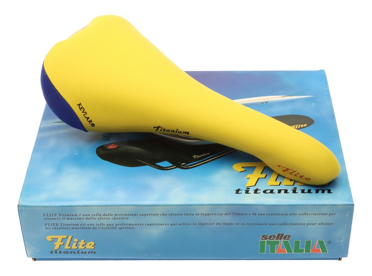 Selle Italia Flite Saddle Titanium Rails Yellow Made With Kevlar