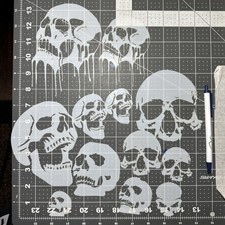 12X SKULLS DRIPPING AIRBRUSH Paint STENCIL SET reusable mylar Skull STENCILS