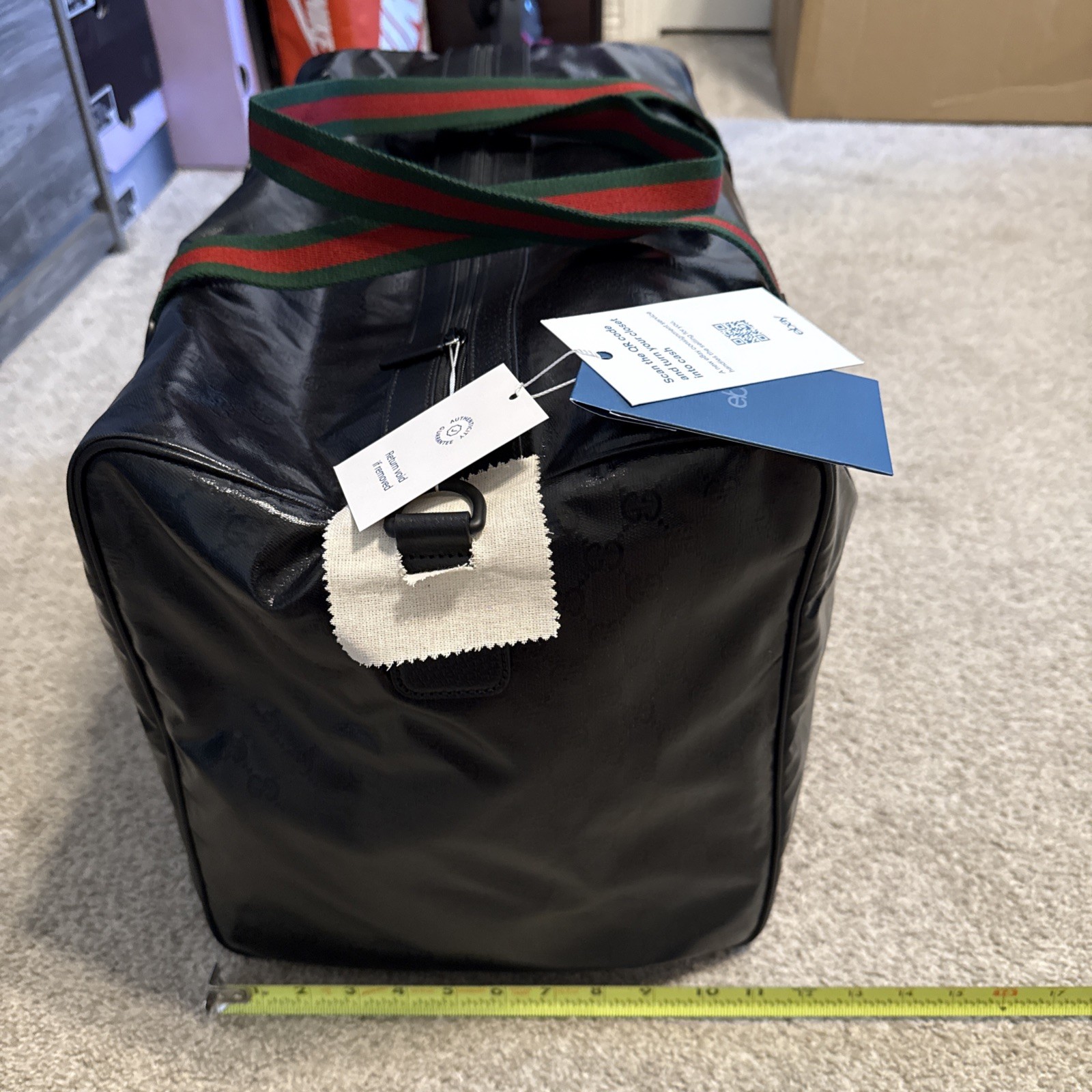 Gucci GG Crystal Black Coated Canvas Large Duffle Bag Authentic thumbnail 3