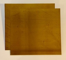 2 of Brass Sheet, 15 x 15cm, 1.2mm thick, one side plastic coating