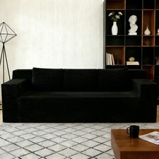 3 Seat Corduroy Modular L Shaped Sectional Sofa, No Assembly