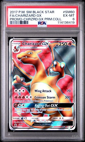 POKEMON BLACK STAR PROMO CHARIZARD GX SM60 FULL ART HOLO PSA 6 EX #114136419