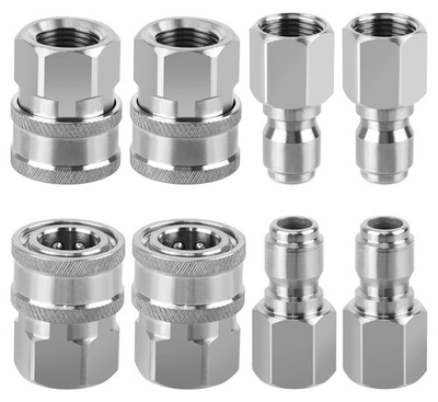 #ad 4Pcs NPT 3 8 Inch Stainless Steel Male and Female Quick Connector Kit Pressure $20.20