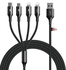 Multi USB Charger Cable 2Pack [4A,10ft ] 4 in 1 USB Fast Charging Cable with...