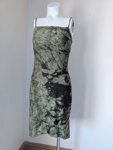 Vintage Whimsygoth Mini Dress Womens M Green Glitter 90s Y2K Fairycore Grunge - Picture 13 of 15