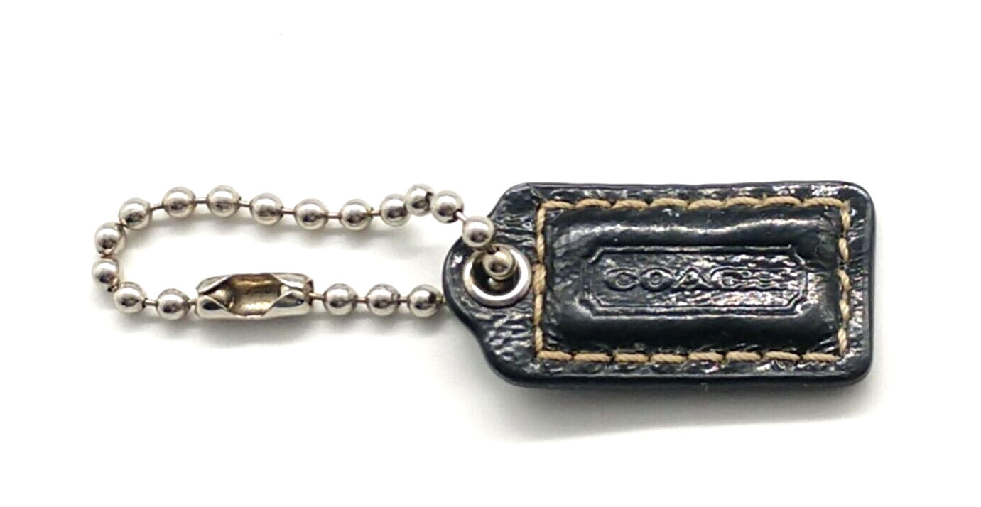 Vintage Black Leather Coach Keyring Keychain