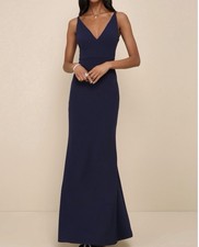 Lulus Women's Navy Blue Fitted Maxi Dress Size X Small