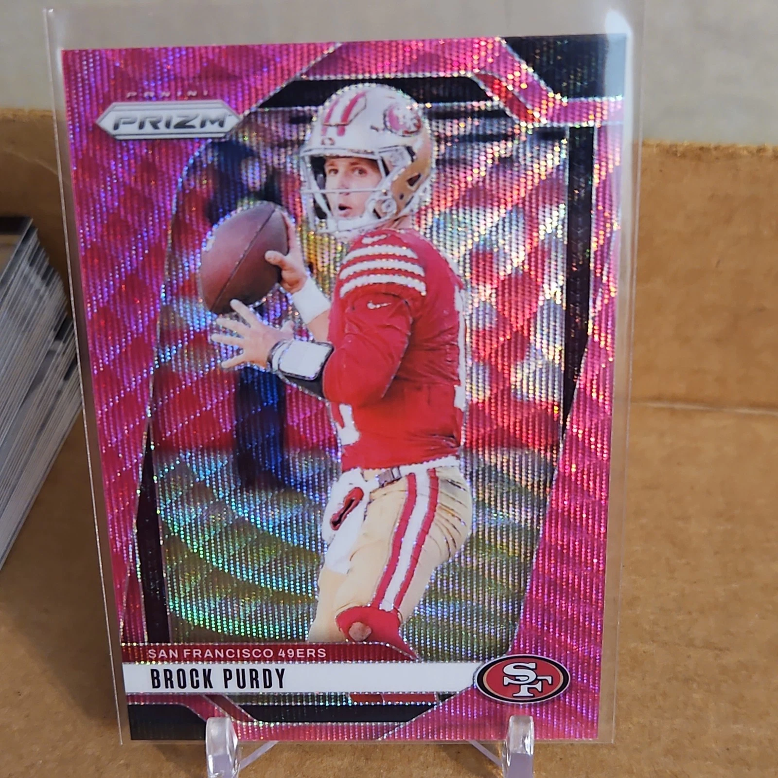 Brock Purdy PINK WAVE PRIZM 2024 Panini Prizm #249 San Francisco 49ers