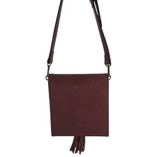 Simply Noelle Burgundy Faux Leather Tassel Crossbody Purse