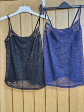 M&S - 2 x lace camisoles black and night shade size 18 used