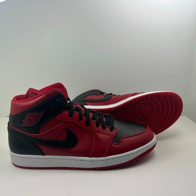 Nike Air Jordan 1 Mid Reverse Bred Black Red Shoes Men 554724-660 GS 554725-660 Nike Air Jordan 1 Mid Reverse Bred Black Red Shoes GS 554725  main image 3