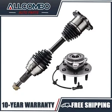 Front CV Axle Shaft + Wheel Bearing Hub for Chevy Silverado GMC Sierra 1500 4WD