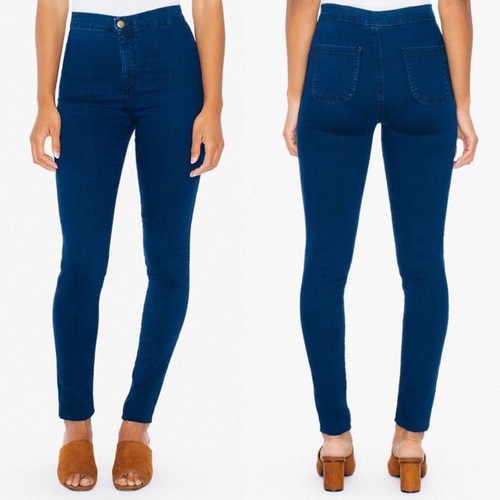 Neu ohne Etikett American Apparel The Easy Jeans hoher Bund Stretch Skinny blau Größe Large - Bild 5 von 16