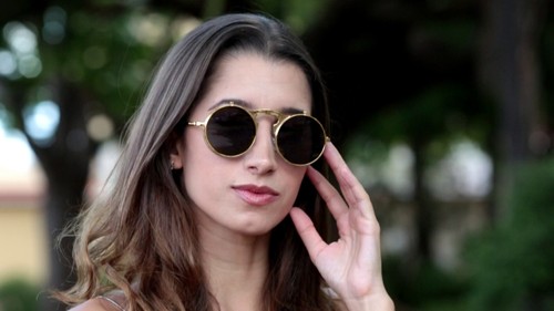 Gold and Black Flip Up Round Steampunk Sunglasses Goggles Retro Cyber Glasses - 第 5/9 張圖片