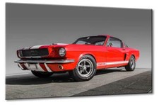 Leinwand Bild Ford Mustang GT 350 Rot Wandbild Art Canvas Oldtimer Rennwagen Art