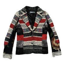 Vintage Lulu.h Blazer Jacket Boho Patch Work Wool Blend - Womens Medium