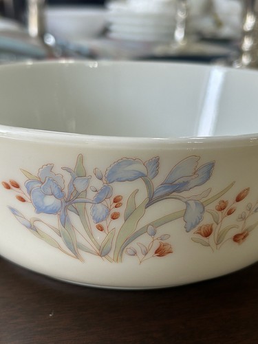 Vintage Pyrex England Blue Iris Runde 8" Kasserolle Backform mit Griffen - Bild 2 von 6
