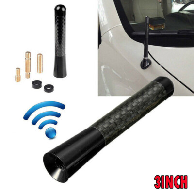 3inches Antenna Car Carbon Radio Fiber Antena FM Black Kit Universal Screw