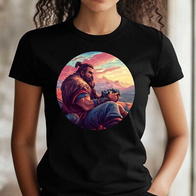 T-Shirt Frauen Barbar spielt Videospiele Motiv Baumwolle Größe XS bis 3XL