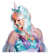 Halloween Comic-Con Cosplay Rosa Turquesa Púrpura Disfraz Unicornio Peluca de Pelo