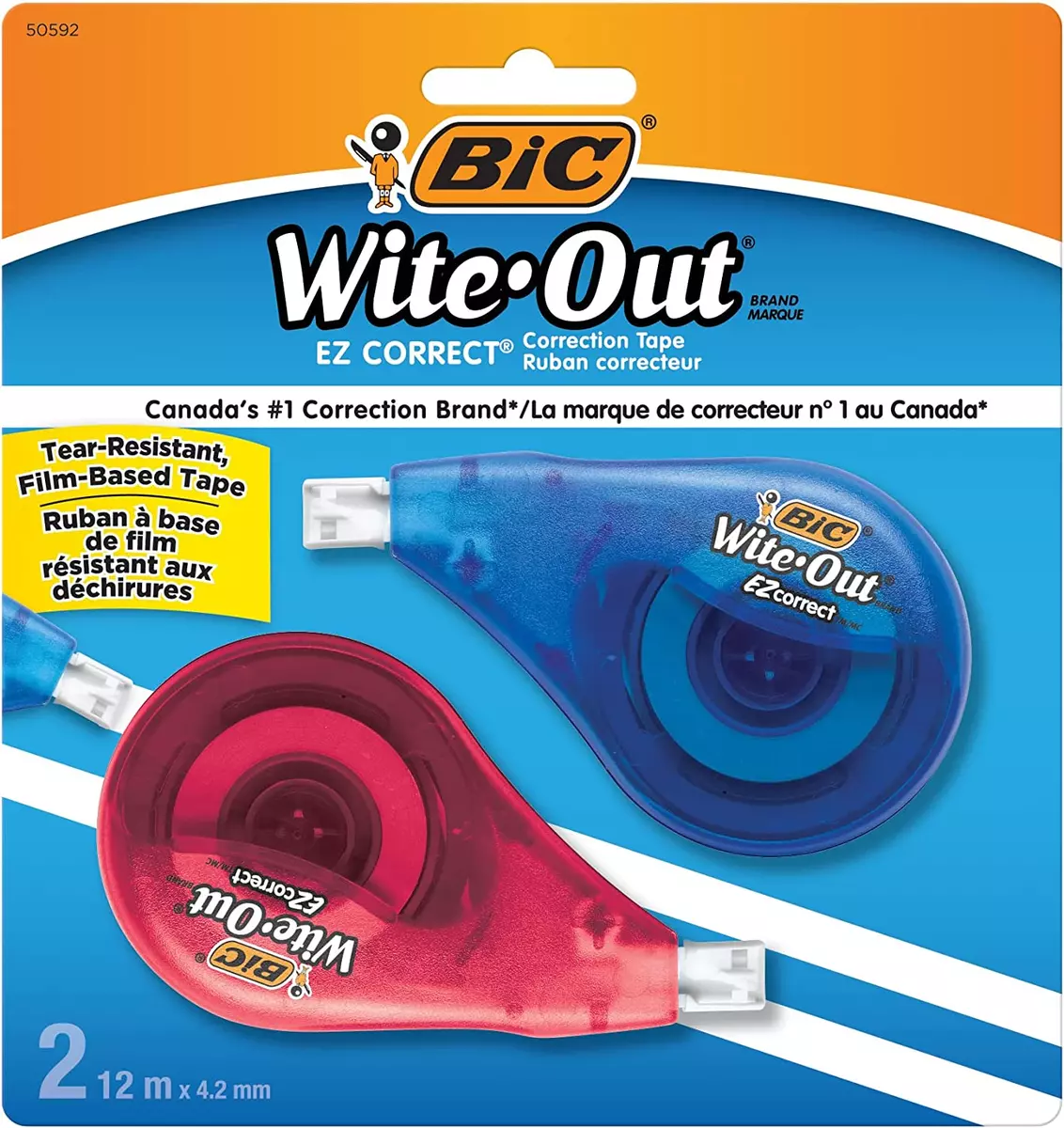 BIC Wite Out Brand EZ Correct Correction Tape 39.3 Feet 2 Count