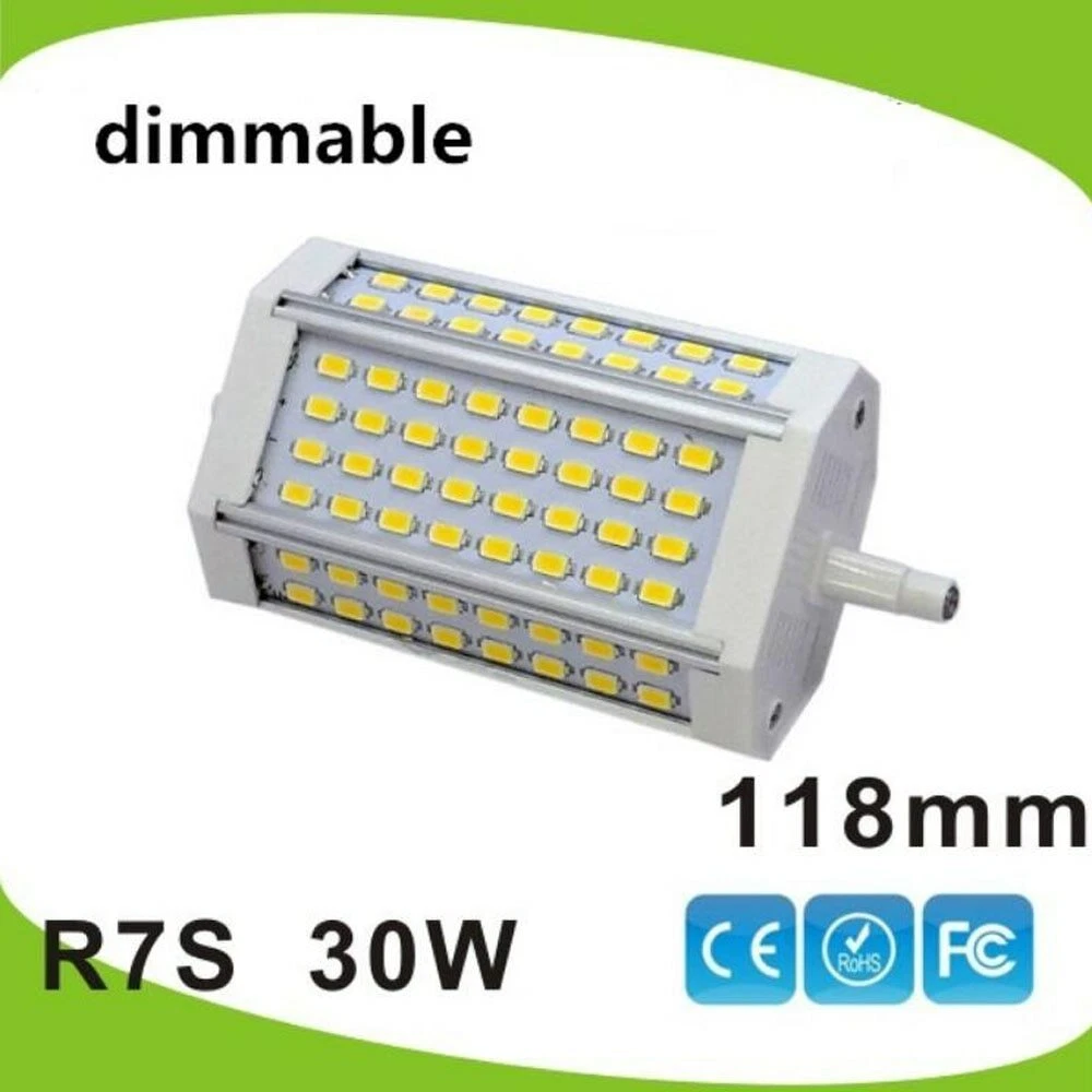 Dimmable 30w LED R7S light 118mm R7S lamp No fan J118 R7S RA 80 replace  300W