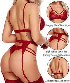Sexy Bra and Panty Set Lingerie Bodysuit Set Lace Garter Lingerie for Women