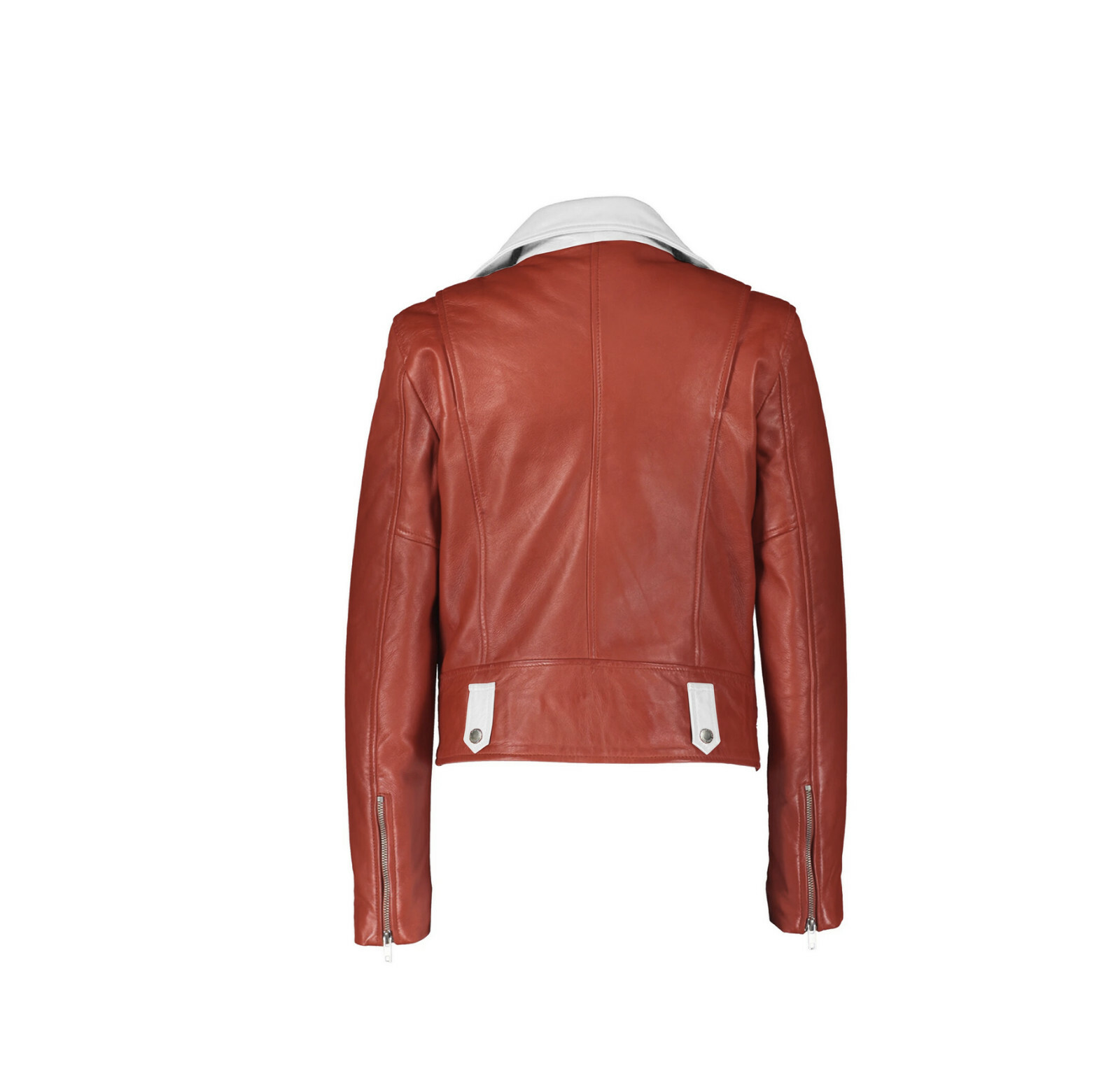 Each Other RED AND WHITE LEATHER DUO TONE MOTORCYCLE JACKET BNWT Size L image 2