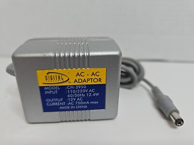Digital Concepts AC/AC Adapter CH-3950 Input 120V 60Hz 12.4W Output 12 VAC 750mA