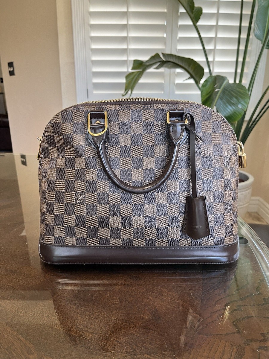 $2250 Louis Vuitton Alma PM in Damier Ebene Canvas Print Handbag